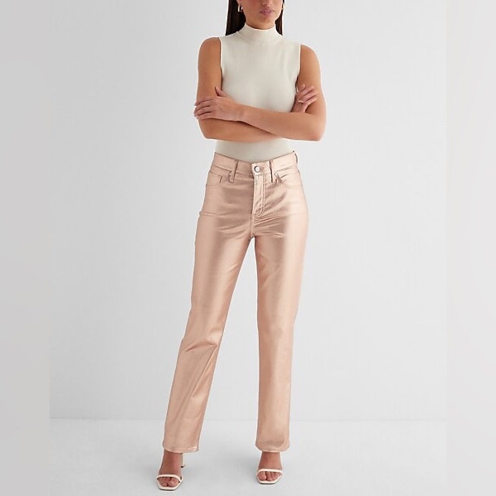Nwt; Express Modern straight Metallic High Waisted Pants